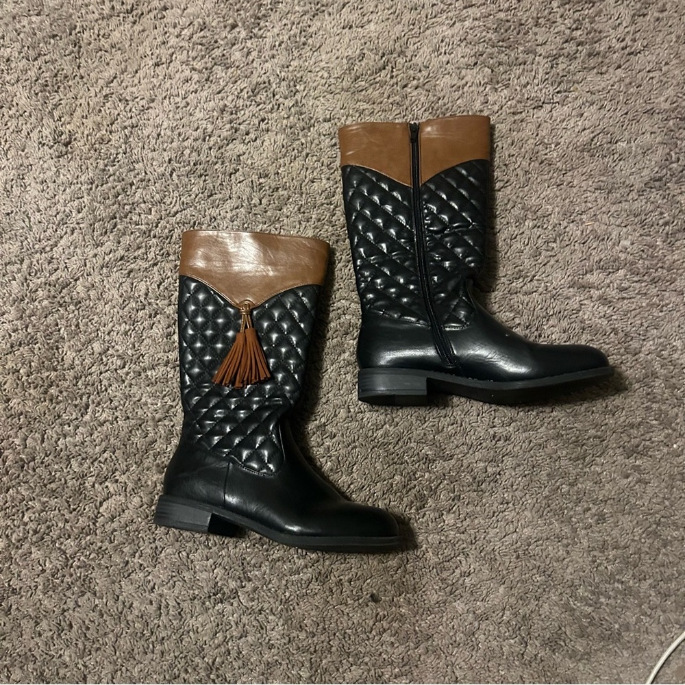 Black and Brown Quilted Women's Boots